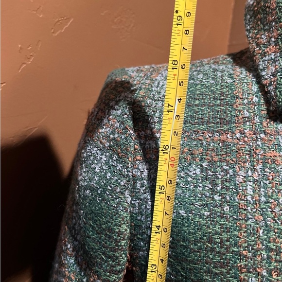 Harve Benard Green tweed jacket with brown velvet trim- size 6 - Picture 6 of 7